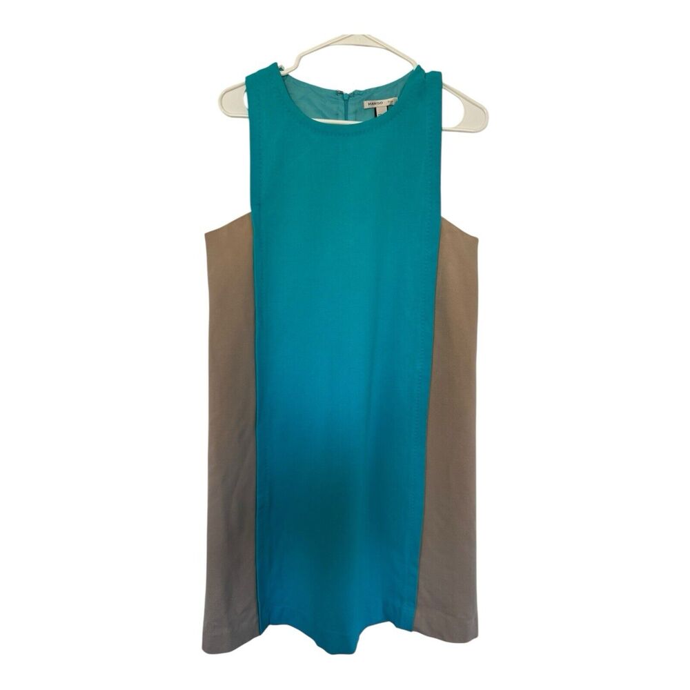 Mango Suit Dress Large Women’s Sheath Colorblock Knit Pencil Sleeveless Career